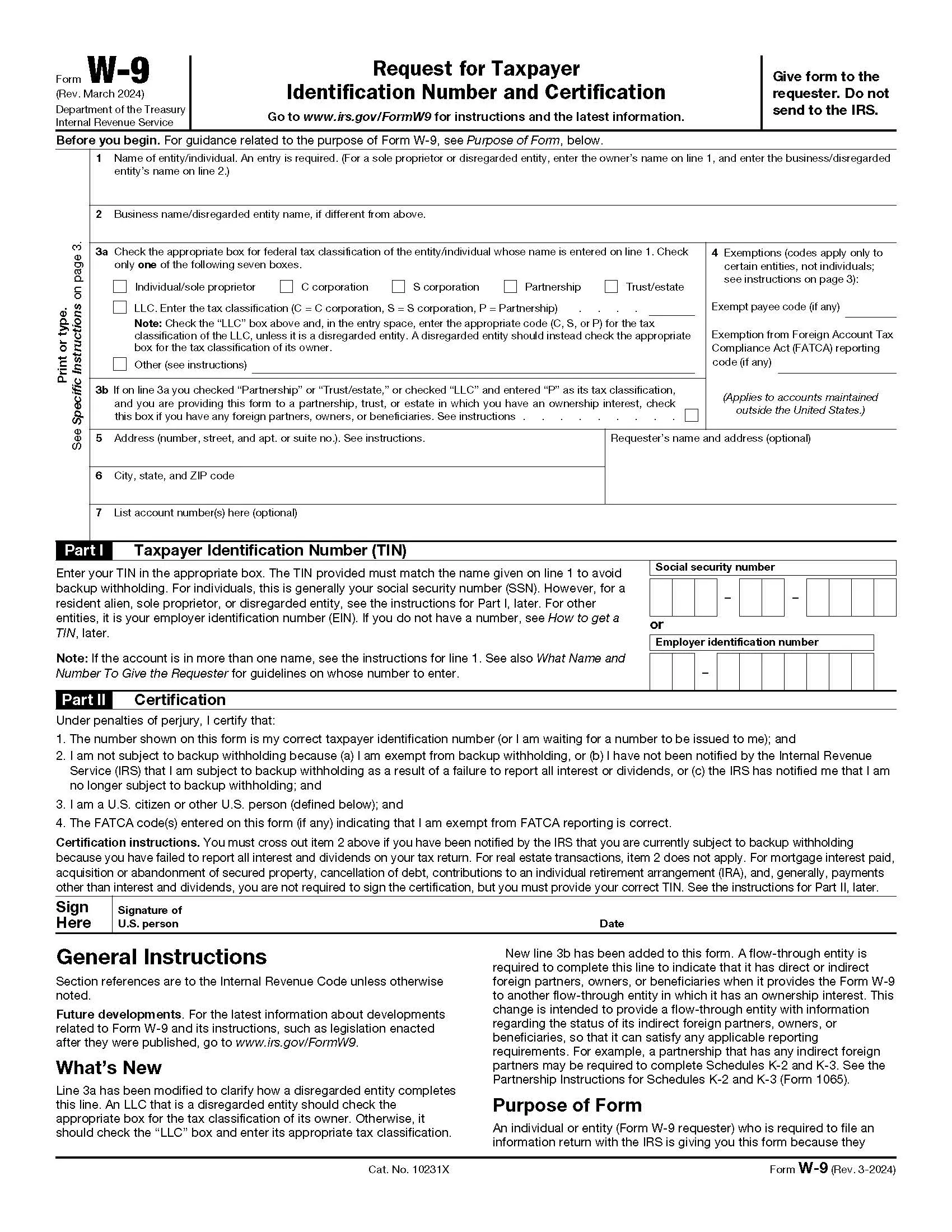 Form W-9 Preview
