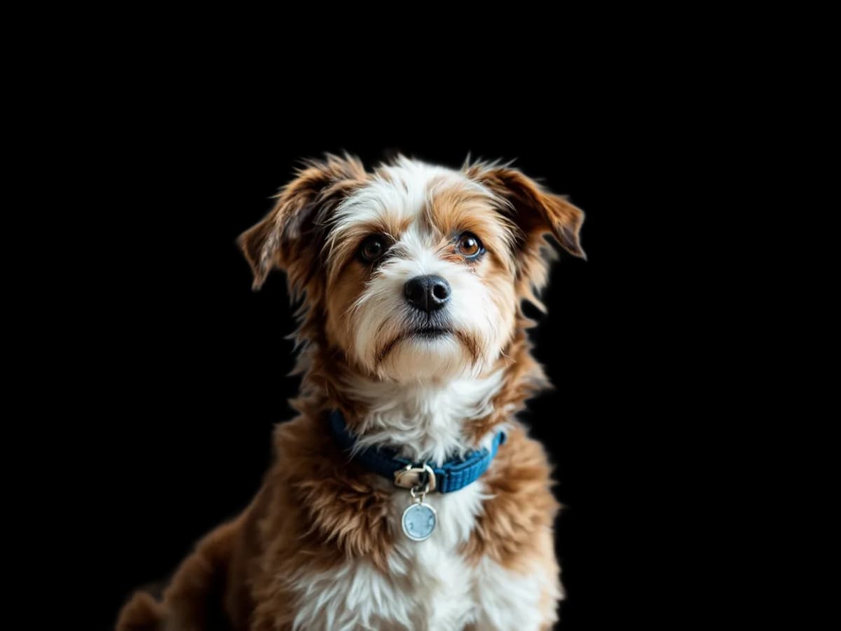 Freigestellter Hund auf einer farbigen Karte