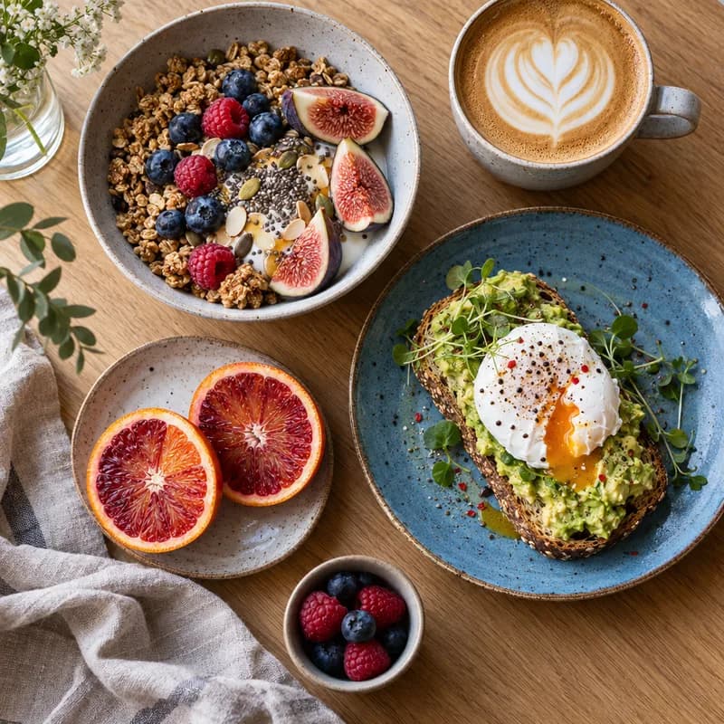 Fotografie comprimată cu o masă de brunch